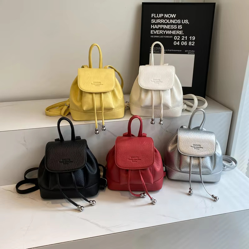 LEFTSIDE Candy Women's Cute Small Pu Leather Backpacks 2024 Y2k Korean Fashion Solid Color Backpack Lady Travel Back Packs