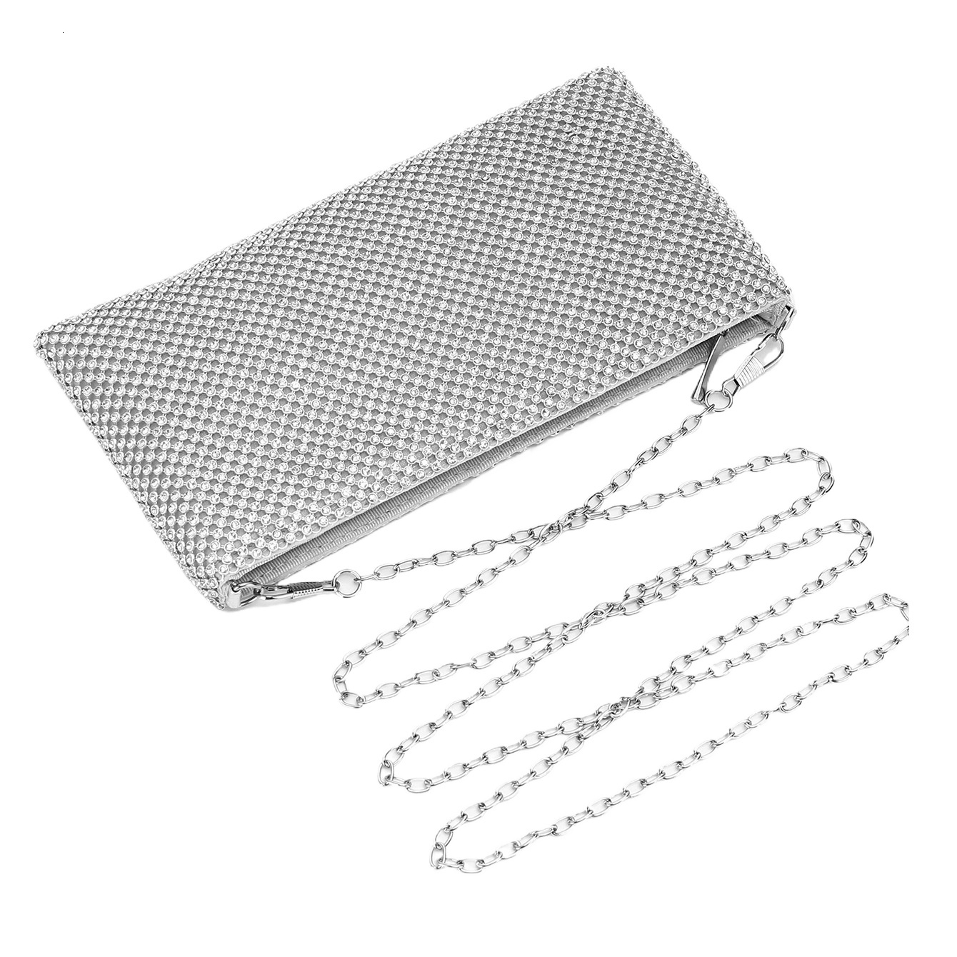 Fashionable Ladies' Rhinestone Dinner Hand-Held Diamond Inlaid Envelope Chain Bar Party Annual Meeting Bag, BG Small Bag