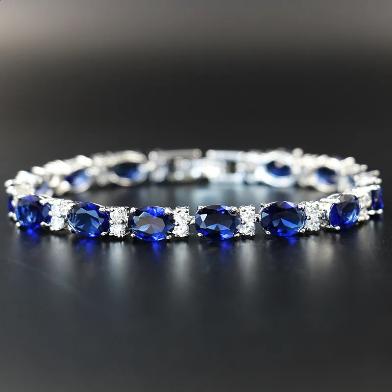 Cellacity Sapphire Bracelet for Women Geometry Silver 925 Jewelry Delicate Gemstones High Quality Fine Jewelry Anniversary Gifts 250121