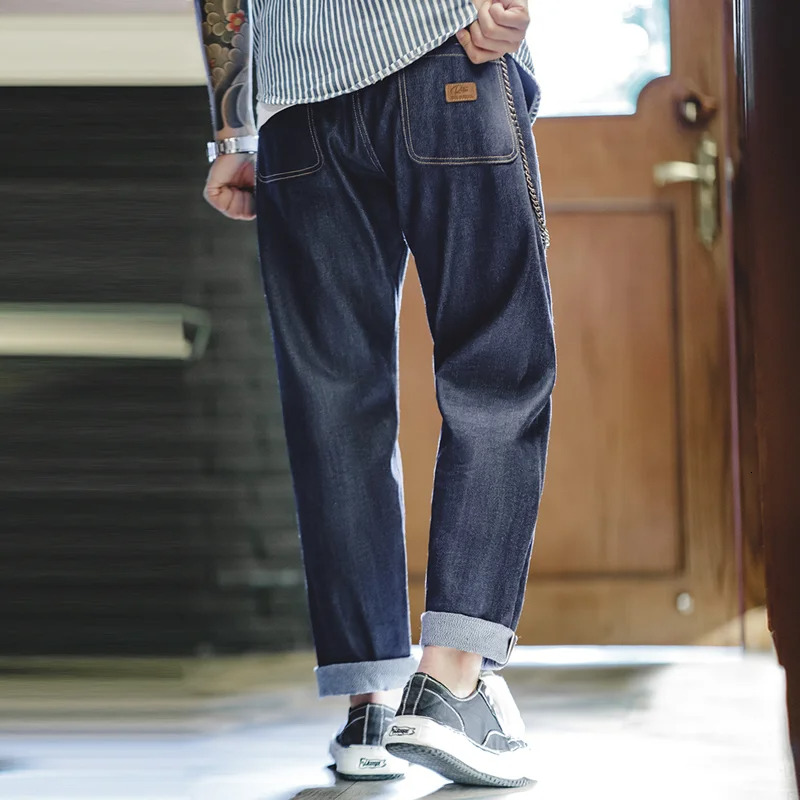 Maden Workwear American Vintage Original Cow Jeans Ameki Denim Red Ear Straight Leg Trousers Men's Autumn