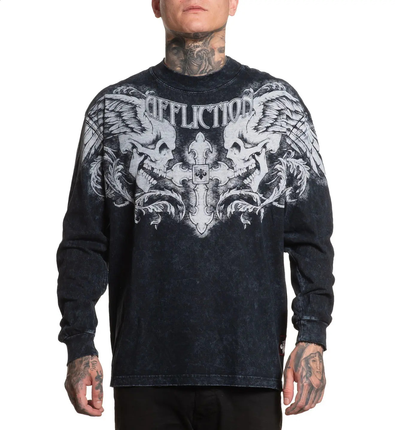Y2K Fashion Long Sleeved Distressed Round Neck Oversized T shirt Mens And Womens Casual Gothic Clothing Tops Street Wear 250117