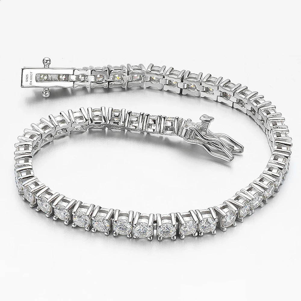 m 4mm D Color VVS1 Full Tennis Bracelet Women Man Wedding Bridal S925 Silver Bracelet Hand Chain Anniversary Gift 250121