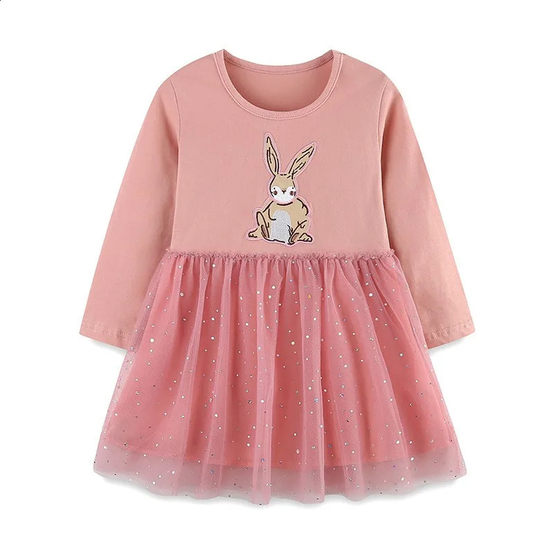 Childrens Girl Dress Spring Autumn Long Sleeved Mesh Kids Cartoon Embroidered Casual Princess Toddler 250117
