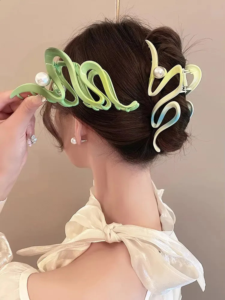 Candy Color Wave Line Alloy Y2k Simple Hair Clip Claw For Women Trendy Large Crab Catches Clamp Headwear Accessories 250120