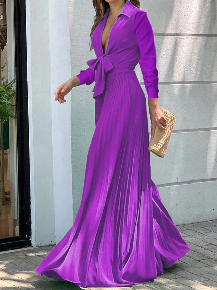 Autumn Winter Fashion V-neck Long Sleeve Elegant Blouse Print Lapel Top Women Solid Color Loose Casual Wide Leg Jumpsuit 250107