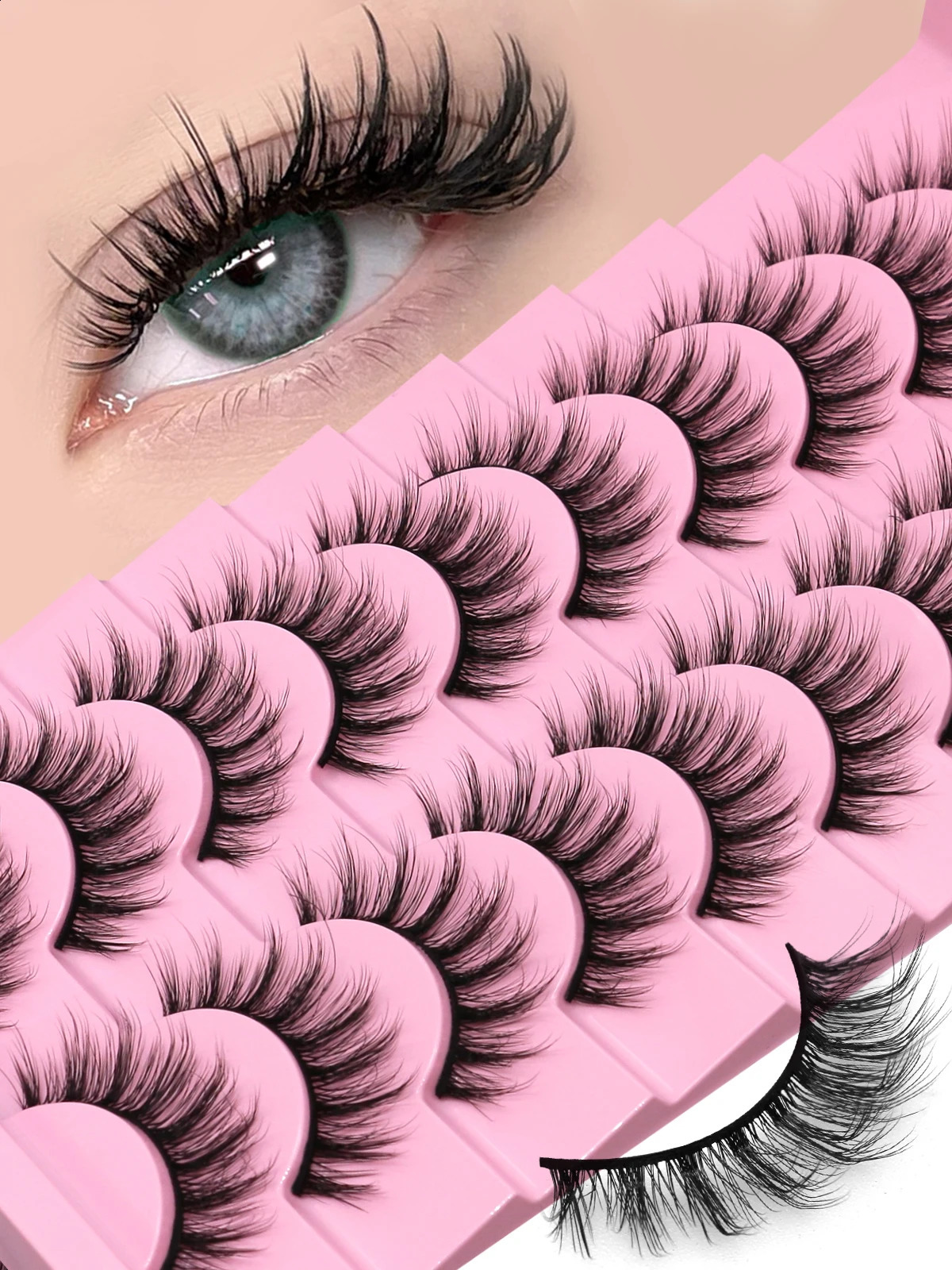 GROINNEYA Fluffy False Eyelashes 510 Pairs Manga Lashes Full Thick Natural Long Soft Fluffy 3D Faux Mink Lashes Extension 250110