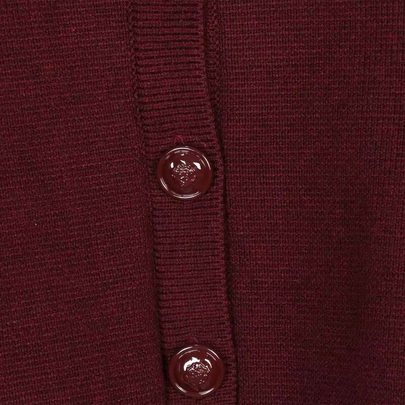 Wine Red Knitted With Contrast Collar 2025 Autumn Short Sweater Coat Women Fashion Bury Cropped Cardigan Thick Tops