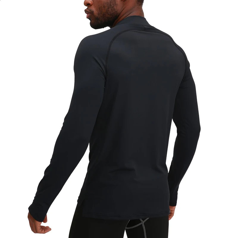 Men Sports Half Zip Long Sleeve Compression Gym Sportswear Breathable Jogging Training Running Long Shirts Fashion Top 250114
