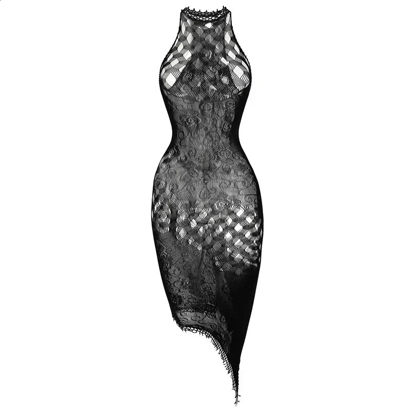 1PC Sexy Women Fishnet See Through Cover Up Bodysuit Hollow Out Halter Beachwear Bodystocking Without Underwear Swimsuit K298 250122