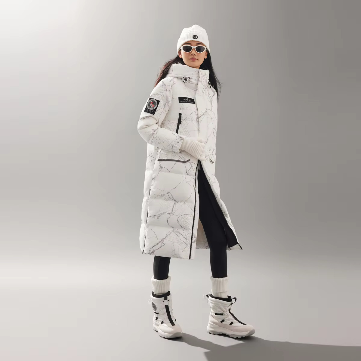 BOSIDENG X HARBIN 2024 New Couples Down Jacket Men And Women's Mid-Length Over The Knee Winter Hooded Coat