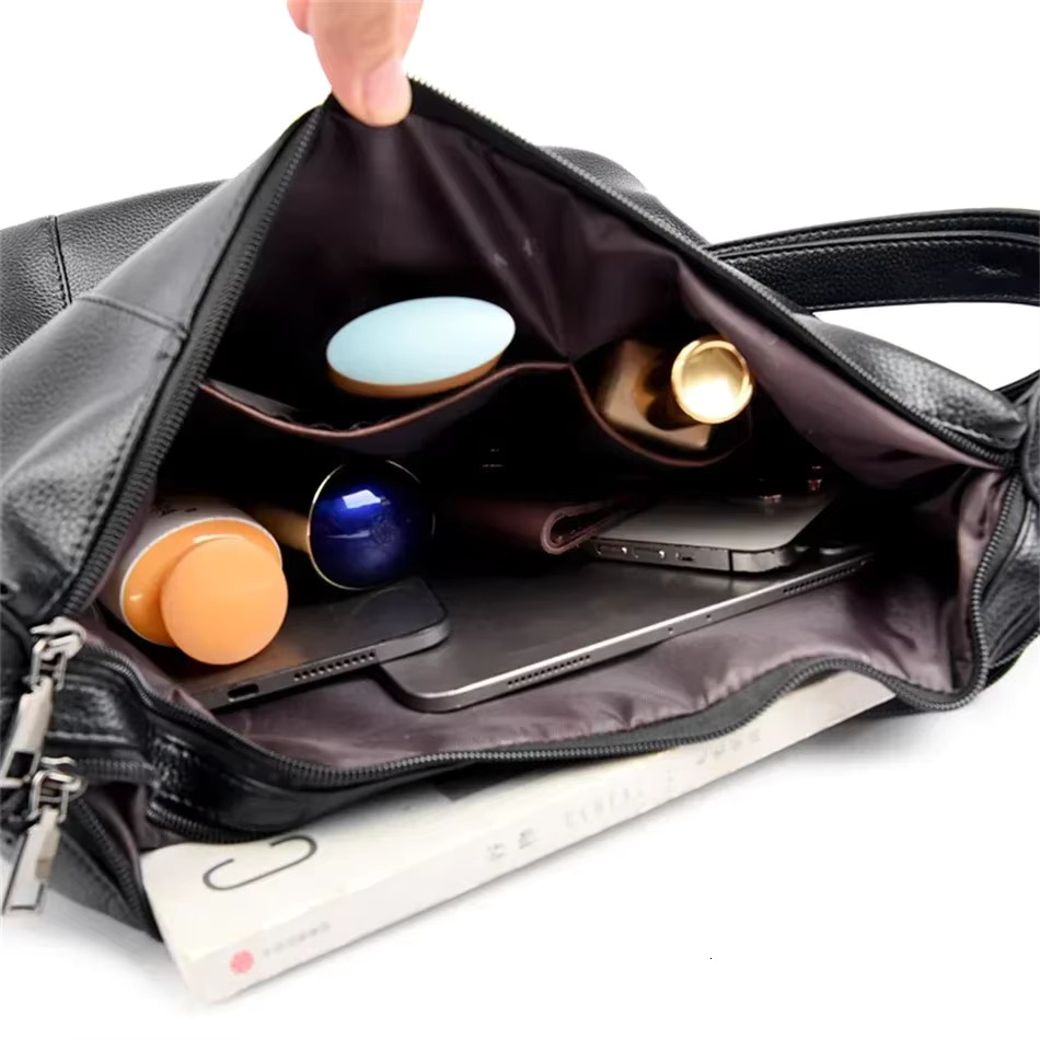 2024 Large Retro Women Shoulder Bag Designer Multi-Functional High Capacity Solid Color Leather Backpacks