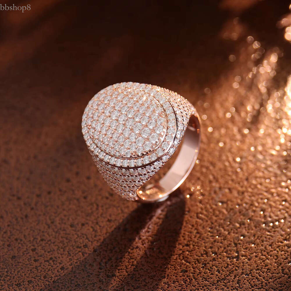 Rose gold Women and men wedding engagement couple vvs moissanite dia rings 10k 14k Hiphop style Full Dia ring