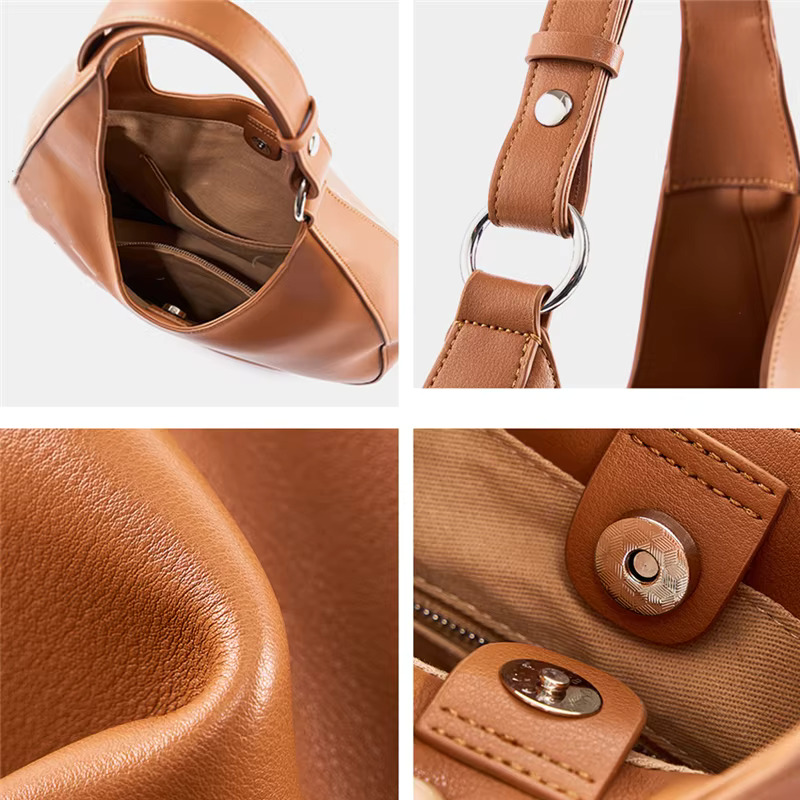 Toptrends Genuine Leather Large Crescent Underarm Shoulder Bags For Women Designer Crossbody Hobo Tote Ladies Handbags