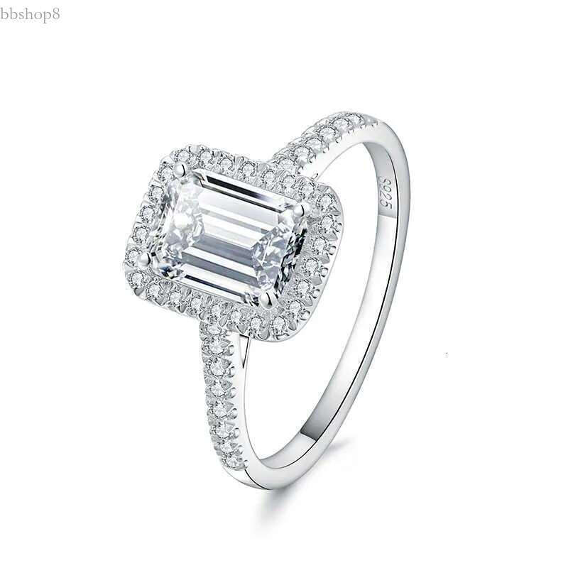 Wedding Rings Emerald cut 2ct Lab Dia Promise Ring Sets sterg Sier Engagemen t moissanite Weding Band For Women Bridal Party Jewelry Y0723