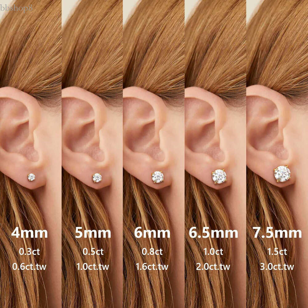 0.5CT 1CT 2CT 3CT Gold Plated Earring Jewelry Sterg Sier GRA VVS Moissanite Dia Ear Stud for Men Women
