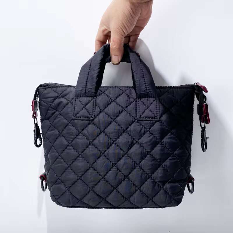 Casual Oxford Cloth Bags For Women Designer Handbag Purse 2024 New In Embroidered Rhombus Wide Straps Top Handle Shoulder