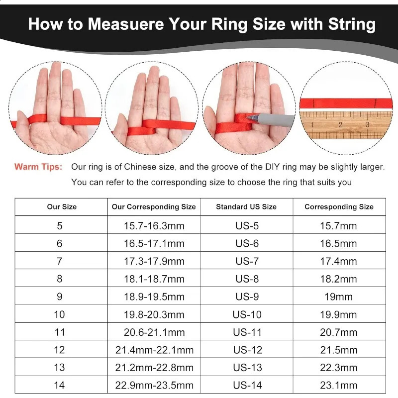 21pcs 7-size blank ring stainless steel finger ring groove core inlaid ring for resin circular blank ring for jewelry making 250109
