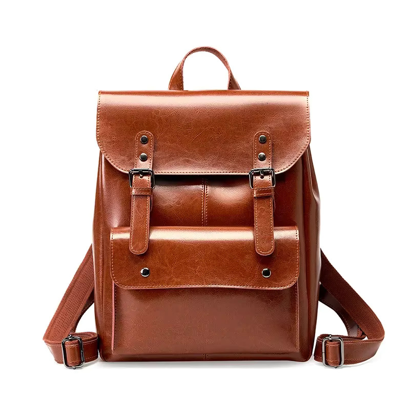 2023 Genuine Leather Backpack Retro School For Teenage Girls Cowhide Large Shoulder Female Travel Backpacks Computer Bag