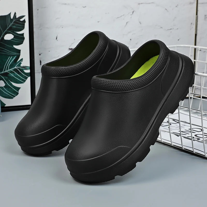Men Summer Slipper Kitchen Clogs Chef Shoes Work Flipflop Waterproof Oilproof Sandal NonSlip Garden Rubber Slippers For Male 250117