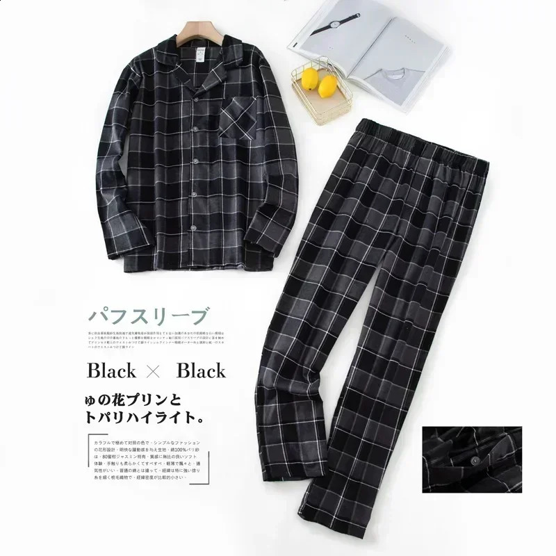 Mens Home Suits Long-sleeved Trousers Suits for Autumn and Winter Pijamas for Men Flannel Plaid Pajamas for Men 250108