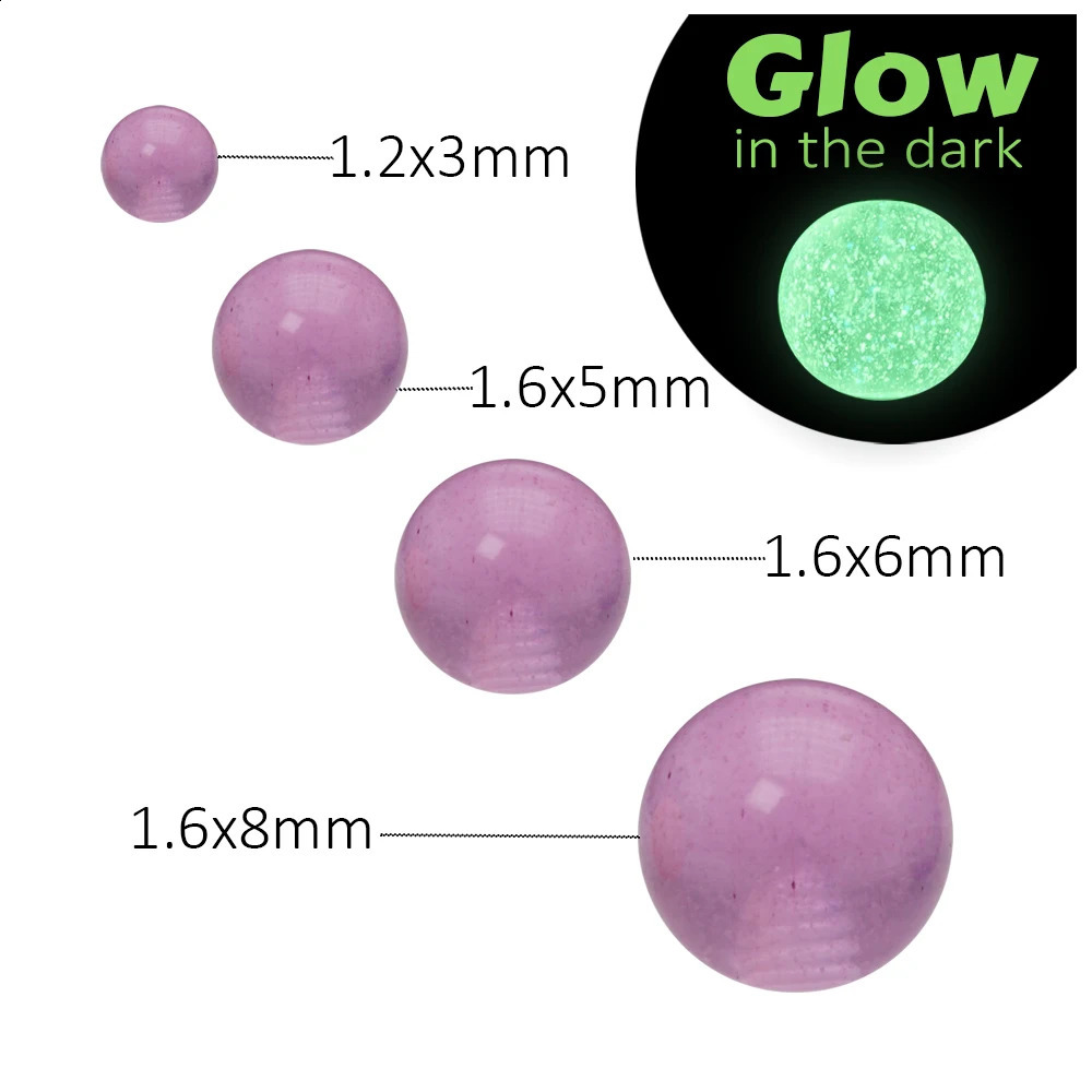 50Pcs Dark Glow Acrylic Piercing Balls Part Replacement for Body Jewelry Belly Ring Eyebrow Labret Tongue Nipple Barbell Beads 250110