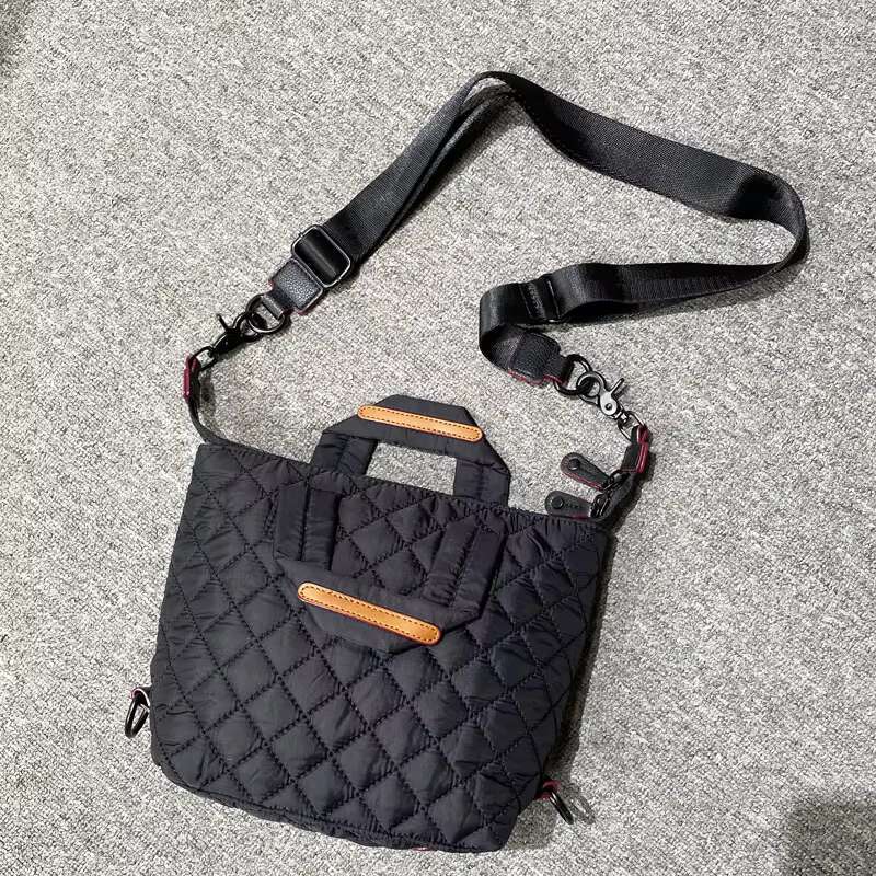Casual Oxford Cloth Bags For Women Designer Handbag Purse 2024 New In Embroidered Rhombus Wide Straps Top Handle Shoulder