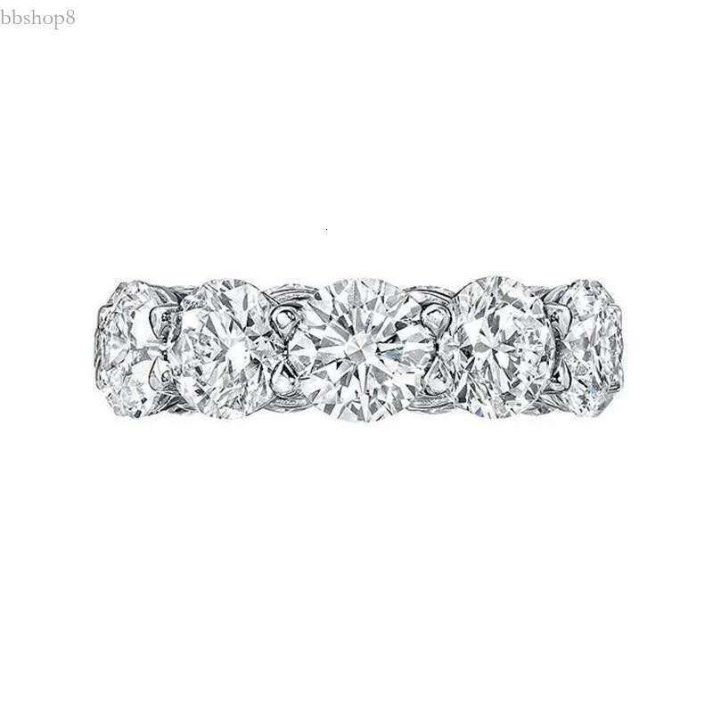 Ins Sparkg Wedding Rings Jewelry Sterg Sier Round Cut White Moissanite CZ Dia Gemstones Party Women Engagement Band Ring Gift