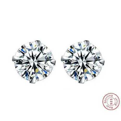 Tiny Round Cubic Moissanite diamond 925 Sterling Silver Wedding Studs Earrings for Women Fashion Mens Small Moissanite Earings Christmas Jewelry