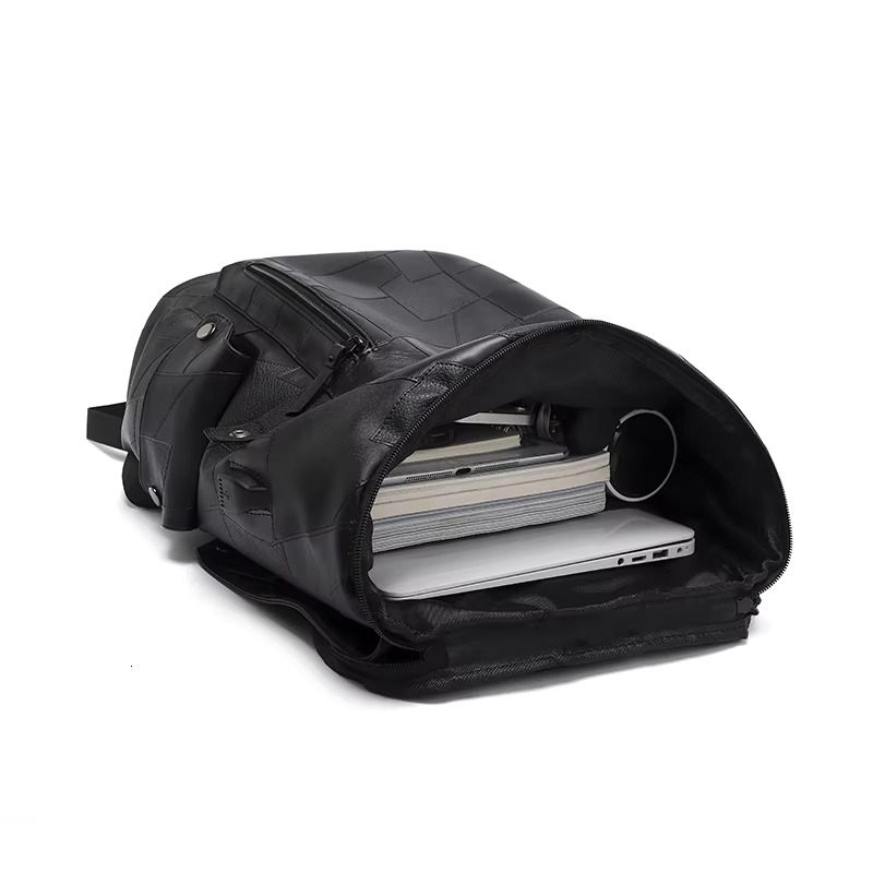 New Fashion Patchwork Leather Backpacks Waterproof Sports Travel Backpack For Men 15 Inch Laptop Bag USB Mochilas Para Hombre
