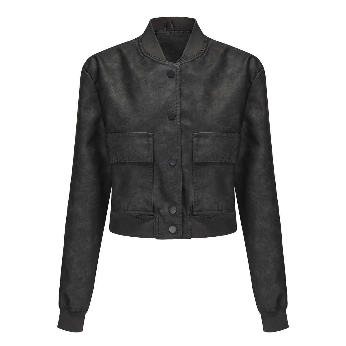 Loose Cardigan Jacket Casual Jacket Fashionable Ribbed Shrink Leather Jacket Womens Clothing Oversize Womens Leather Womens Jacket 241209