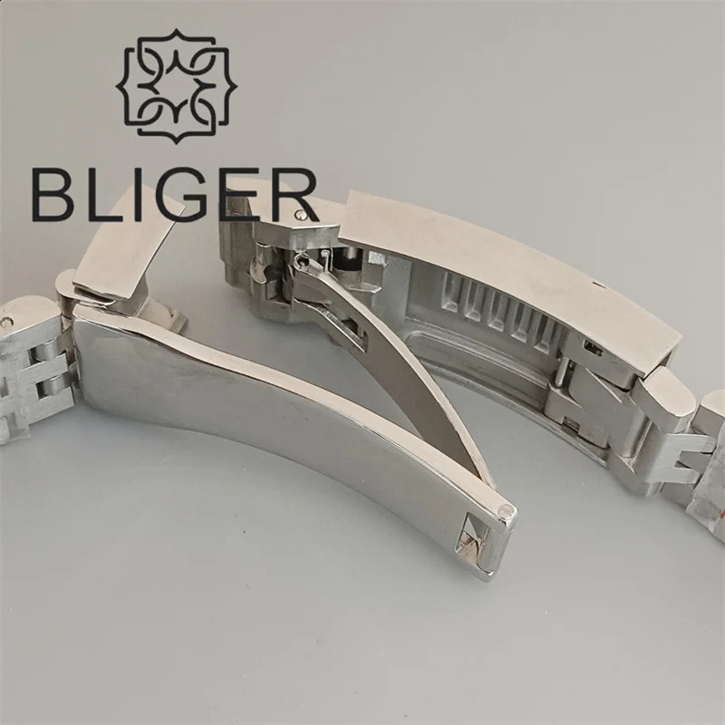 BLIGER 20mm Curved End Link Jubilee Bracelet Silver Gold Rose 904L Stainless Steel Watch Band Fit 40mm Case Slide 250118