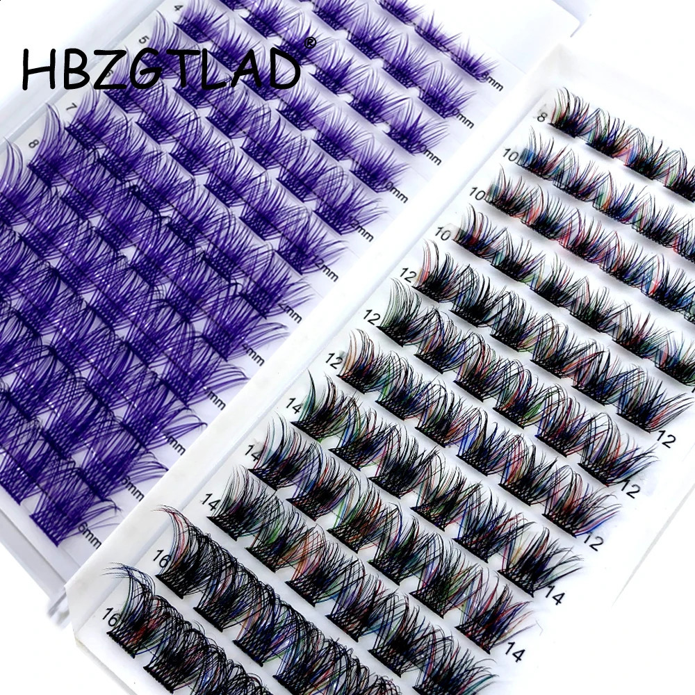Premade Fans DIY Cluster Eyelashes Segment Lashes Mixed Rainbow Eyelash Lashes Blue Purple Cluster Colorful Eyelash Extension 250110