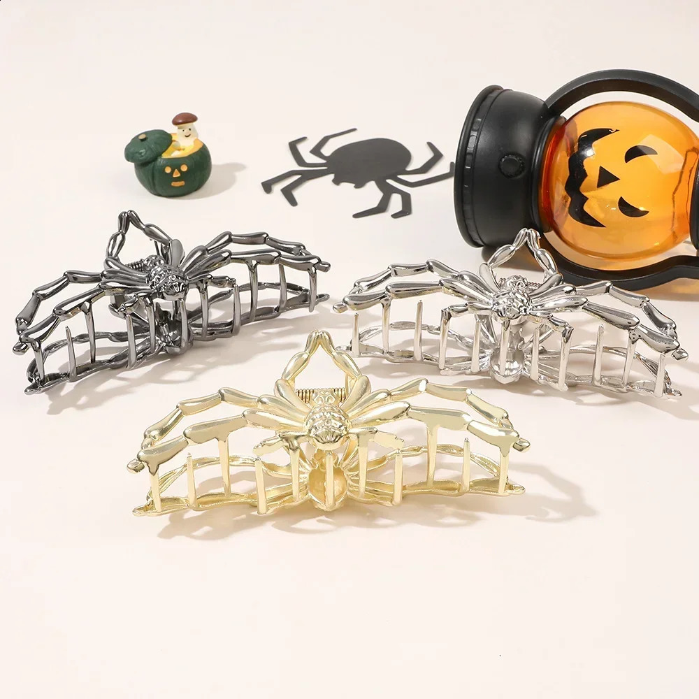 Halloween Spider Hair Clip Large Womens Personalized Funny Gripper Hollow Metal Hairpin Holiday Party Hair Accessory Gift 250120