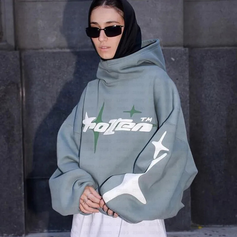 American Fashion High Street Vintage Hoodie Letter Foam Hoodie Men Y2K Goth Harajuku Couple Loose Pullover Casual Sweatshirt Top 250118