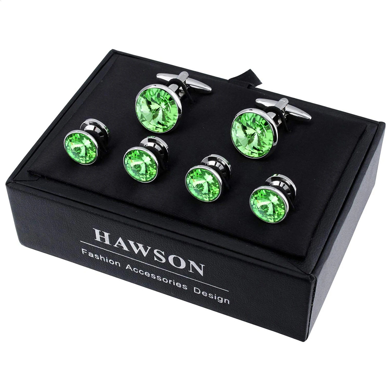 HAWSON Mens Cufflinks and Stud Set Tailcoat Shirt Crystal Mens Cufflinks Set Wedding Party Jewelry or Accessories 250110