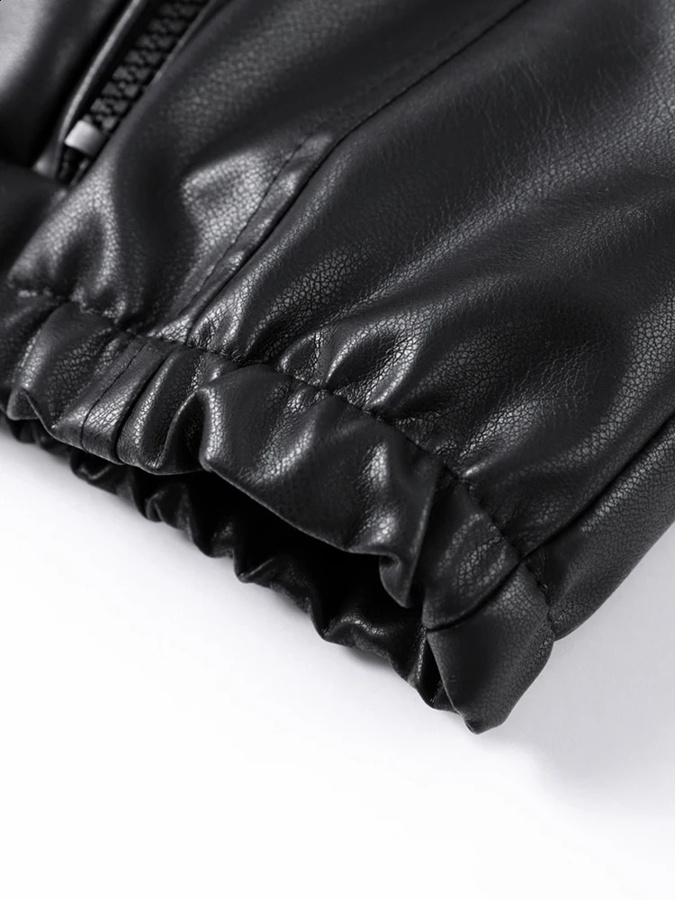 Vintage Pu Leather Zipper Crop Jackets For Women Locomotive Full Sleeve Pockets Female Hoodie Autumn Lady High Street Outwears 250122