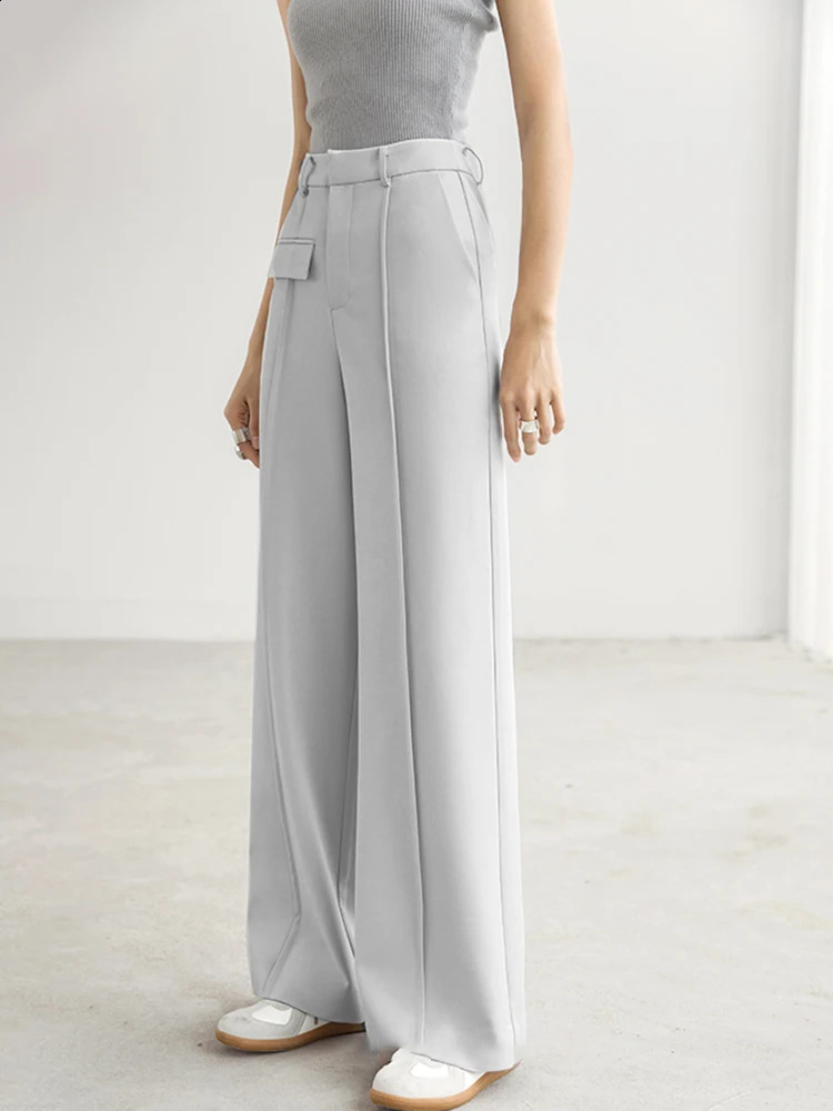 LANMREM Elegant 2 Piece Set For Women Stand Neck Zipper Cardigan Blazers High Waist Straight Pants 2025 Autumn CP3009 250114