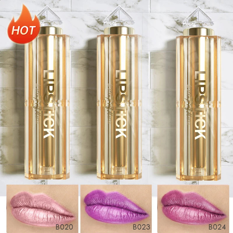 Silky Soft 3pcs/Set Matte Glitter Korean Lipstick Set Pearl Shimmer Waterproof Long Lasting Glitter Pink Orange Makeup Lipstick 250108
