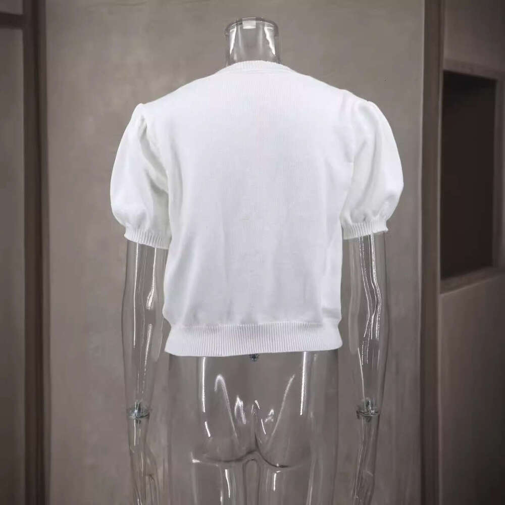 Women's Wear Dress Fresh And Sweet Niche Style Spring New Product V-Neck Short Sleeved Personalized Double Bow Solid Color Sweater For Women