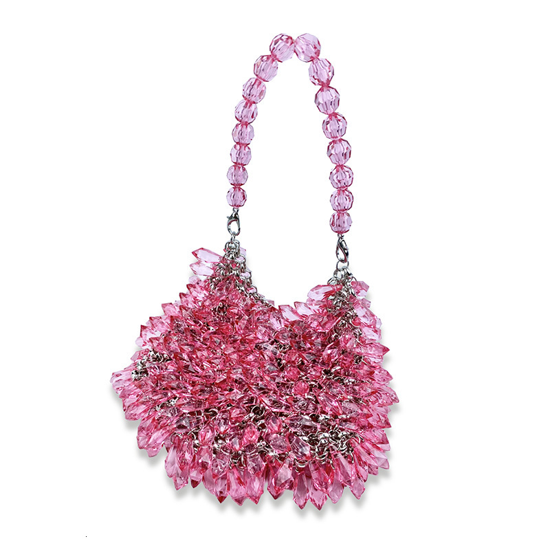 24 New Diamond Bucket Banquet Palace Style Handmade Woven Crystal Bead Water Droplet Bag, Handbag