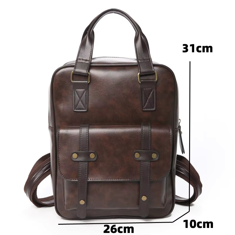 Fashion Designer High Quality Pu Leather Women's Vintage New Ladies Travel Backpack Solid Color Women Shoulder Bags