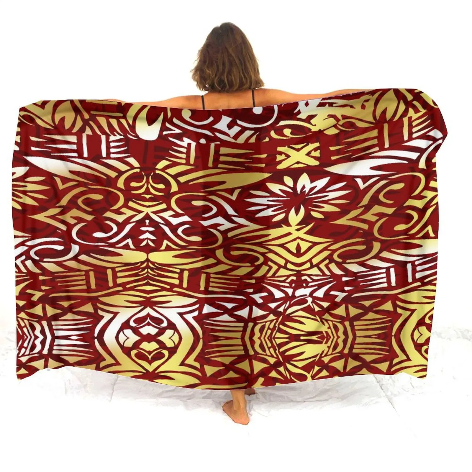 Custom Wholesale Polynesian Ladies Sarong Samoan Vintage Tribal Print Custom Sarong Style Shawl Summer Seaside Elegant Coat 250120