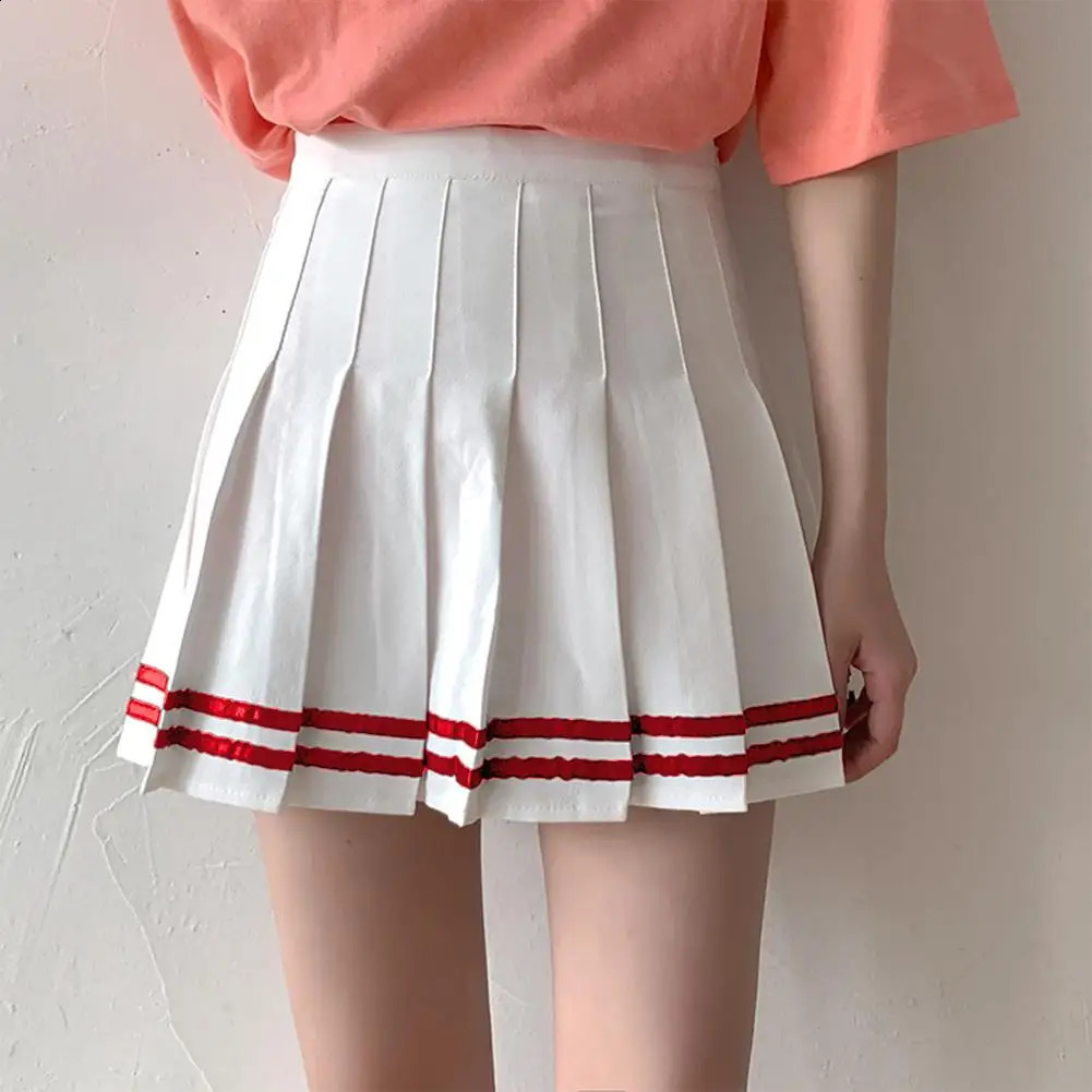 Y2k Summer Korean Fashion Short Women Skirt Casual HighWaisted Slim Elastic Striped Harajuku Pleated School Mini Aline Skirts 250110Z