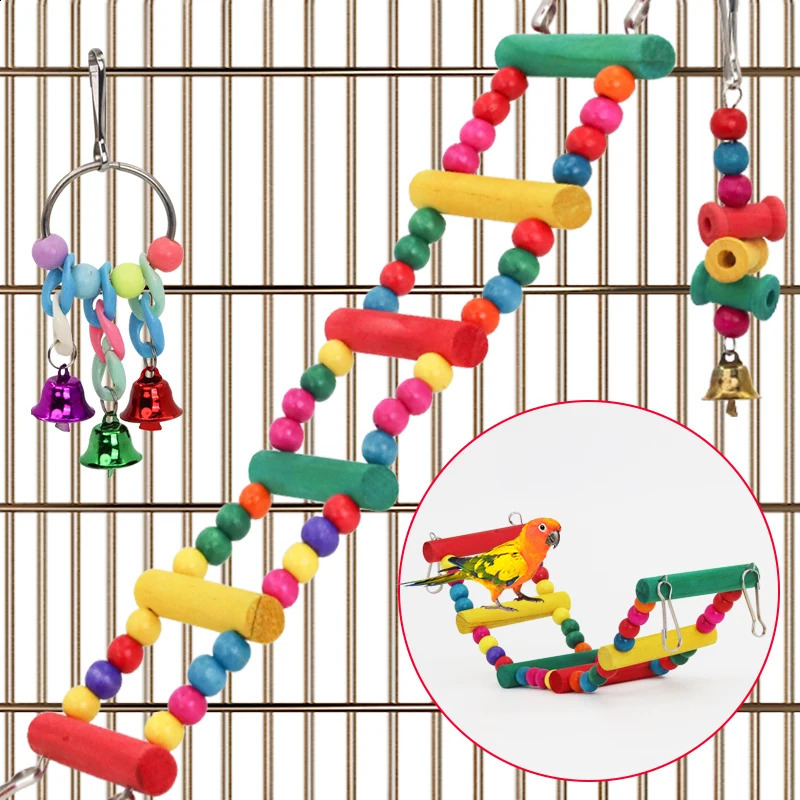 Parrot Bird Toys Bird Cage Swing Stand Small Parrot Hanging Hammock Parrot Bite Toy Set Bird Supplies Parrot Cage Bell Perch Toy 250121