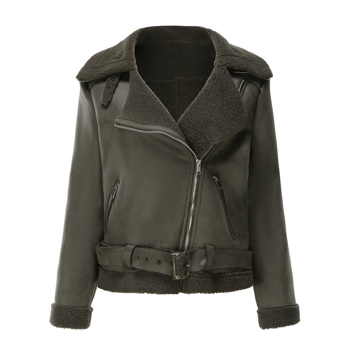 Autumn Winter Fur Jackets For Women Integrated Warm Womens Suede Jacket Leather Coat Womens Lapel Coat With Belt Womens Leather Womens Jacket 241209