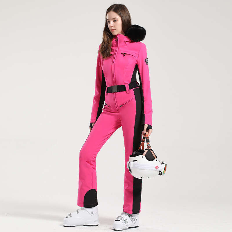 Women's Wear One-Piece Ski Women Thickening Snowboard Female Overalls Winter Windproof Waterproof Breathable Clothing Skiing Suit