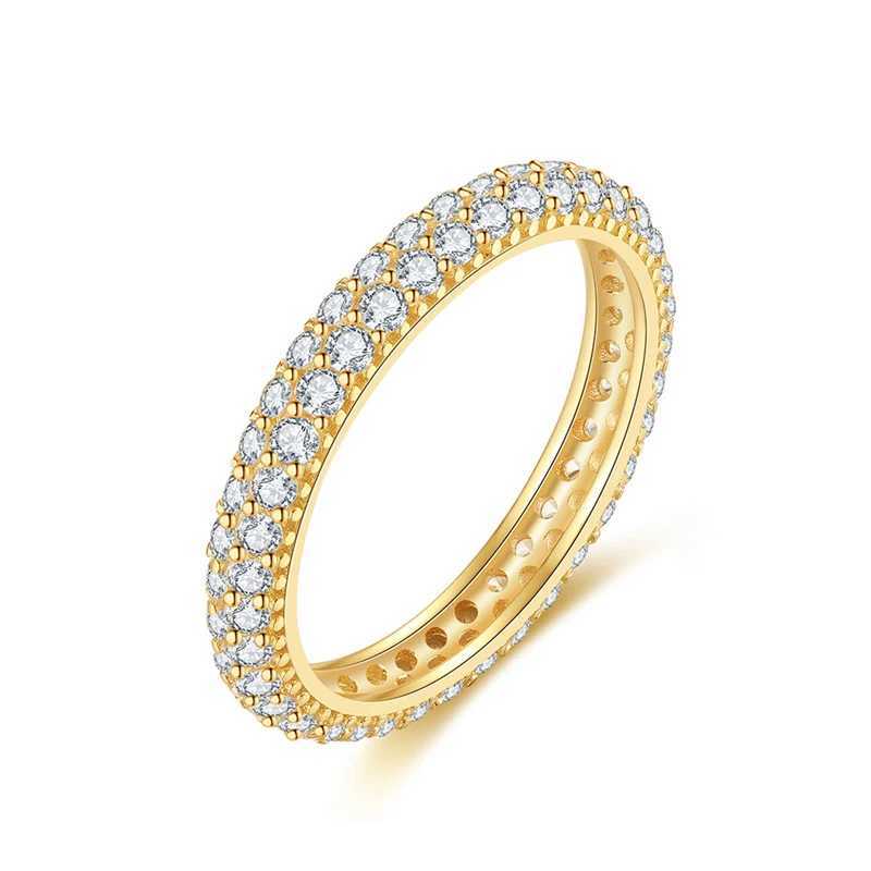 Sterg Sier Gorgeous Sparkg Double Layer Moissanite dia Ring For Women Engagement Wedding High Quality Fine Jewelry