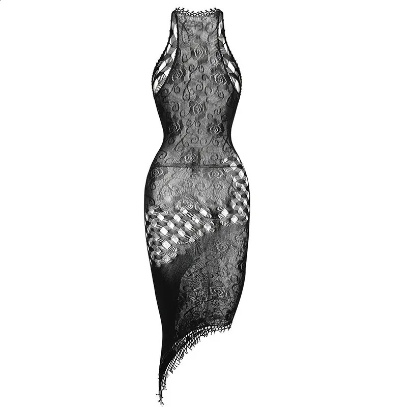 1PC Sexy Women Fishnet See Through Cover Up Bodysuit Hollow Out Halter Beachwear Bodystocking Without Underwear Swimsuit K298 250122