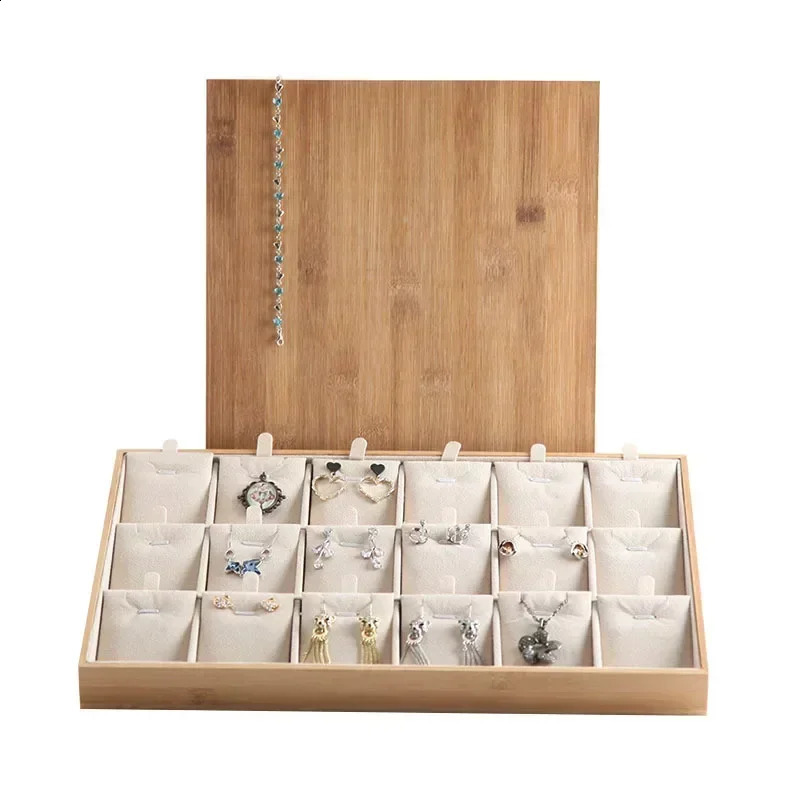 Bamboo and Wood Jewelry Plate Necklace Pendant Display Plate Bracelet Jade Jewelry Storage Box Jewelry Rack 250117