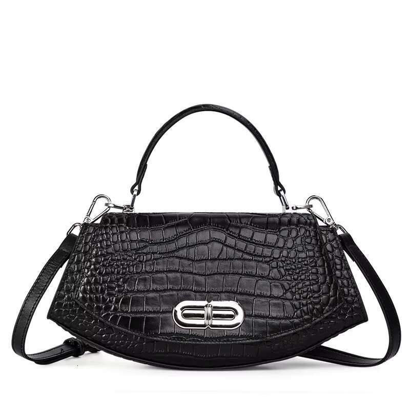 Crocodile Crossbody Women's With A Cowhide Leather Top Layer Fashion And Versatile Shoulder Bag